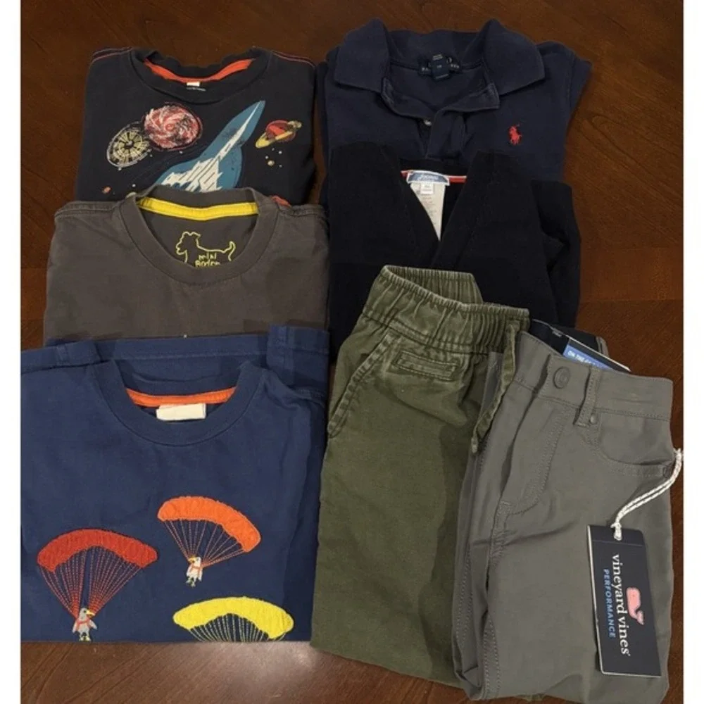 Lot of 7 Boys Tea‎ Collection/Boden/Vineyard Vines/Other Tops Bottoms Size 3-5